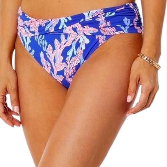 Lilly Pulitzer Lagoon Sarong Hipster Bikini Bottom Borealis Blue Swim On Over - Picture 1 of 8